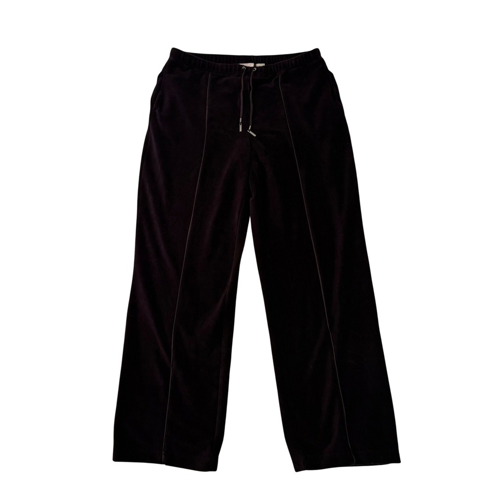 Liz Claiborne Petite Medium Purple Velvet Corduroy WideLeg Drawstring Pants 1572